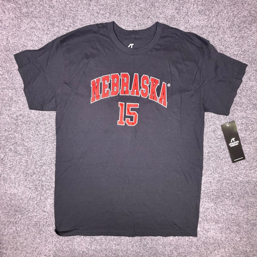 Athlete's Thread Dylan Raiola 15 Nebraska Huskers T-Shirt Men's L Black NWT